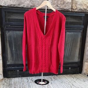 LaneBryant Women's Red V-Neck Sweater